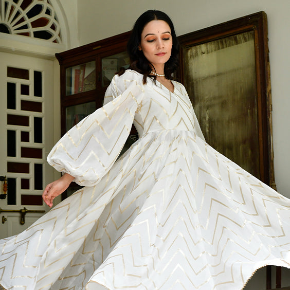 White Anarkali Gotapatti Suit | White anarkali, Dress indian style, Indian  fashion dresses
