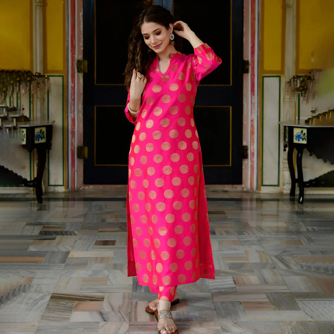 Buy Aniya Kalamkari Silk Kurta + Pants - Dark Blue by Designer EESHVA INDIA  for Women online at Kaarimarket.com
