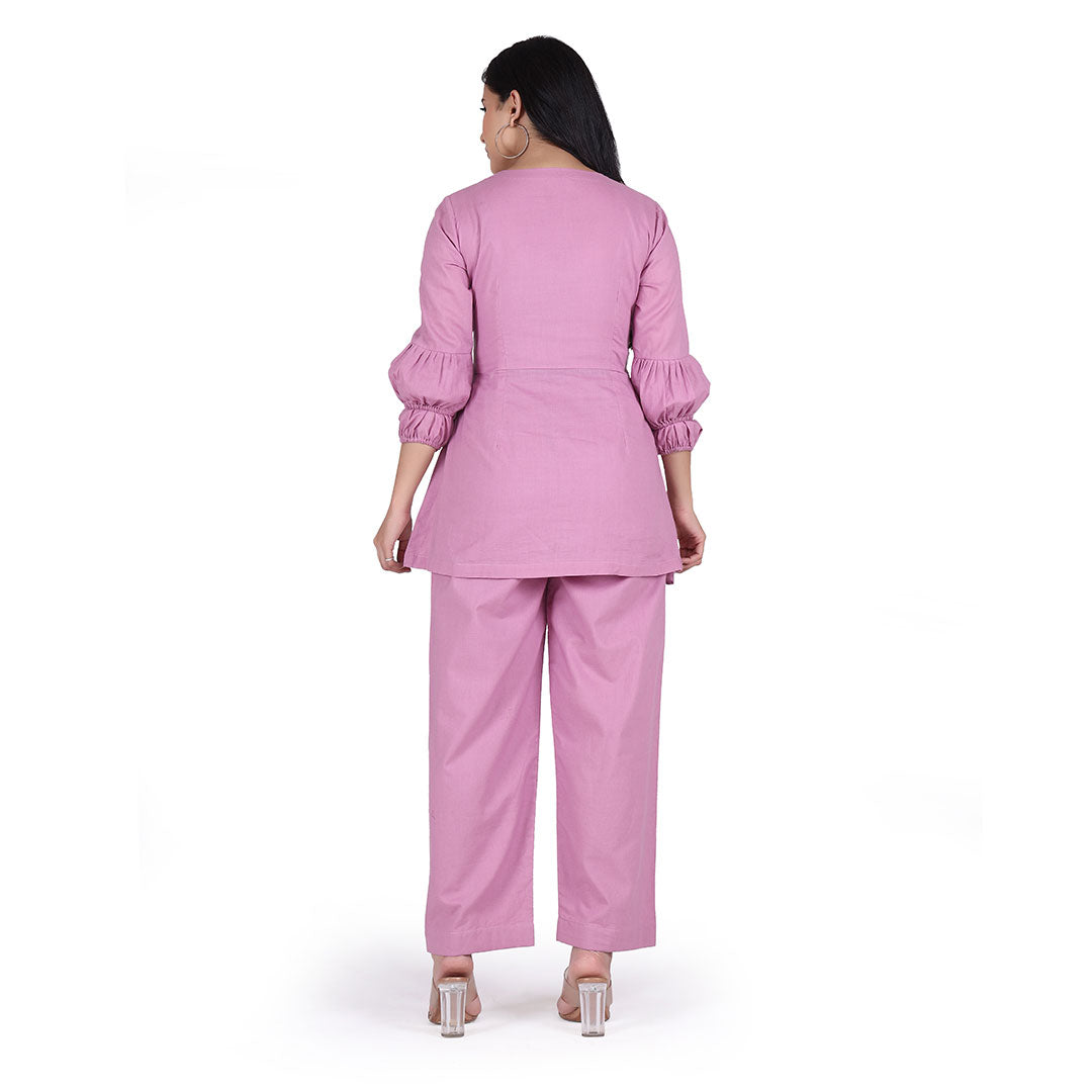 Pink Pleaded Co-ord Set