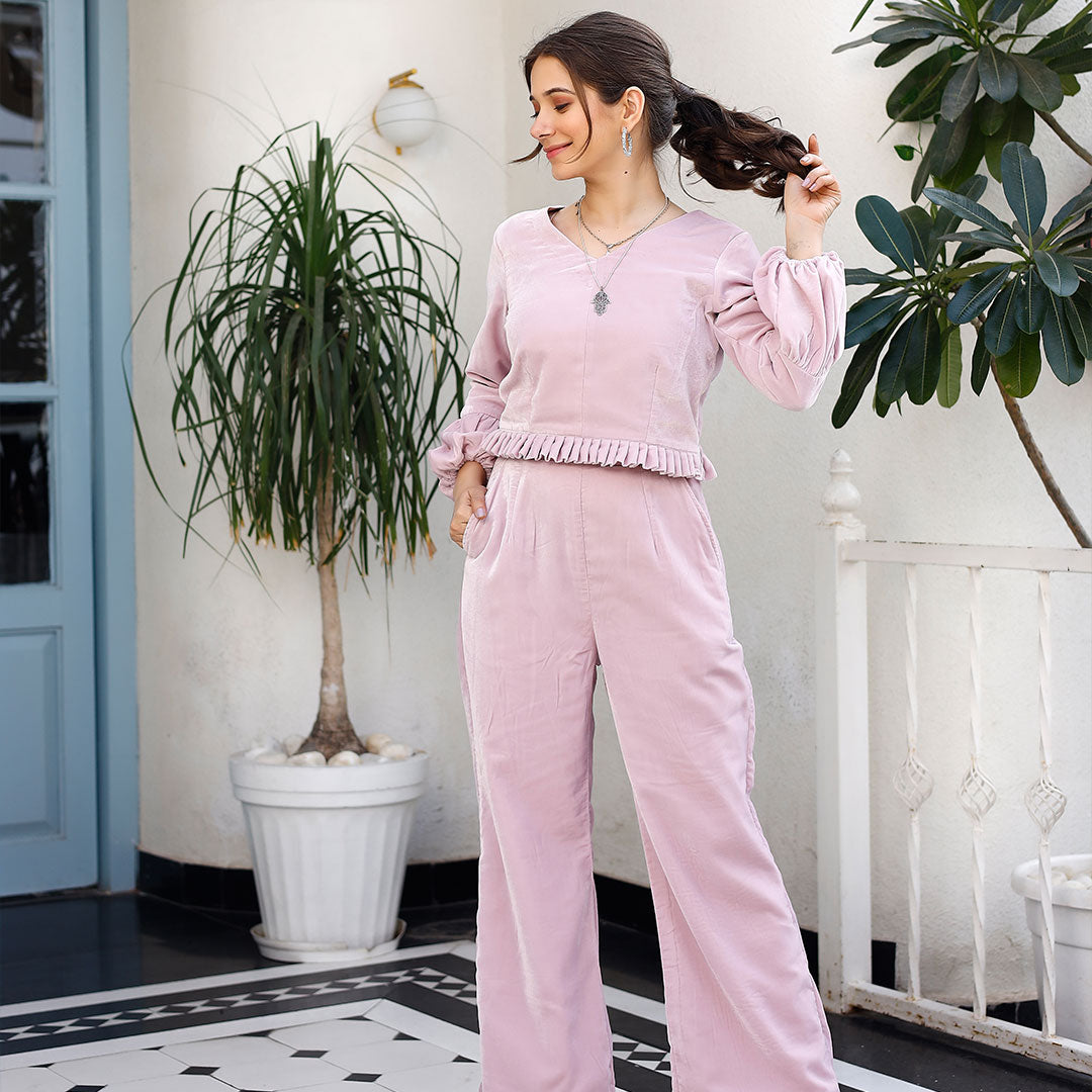 Women Solid Peach Top & Trouser Co ord Set – westhood