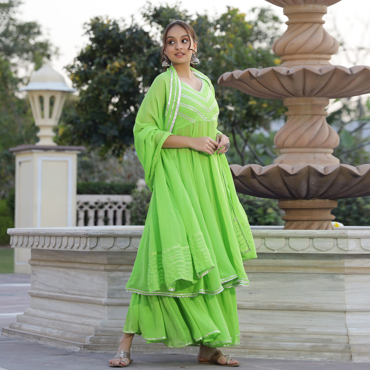Green Sharara Set for girls and women
